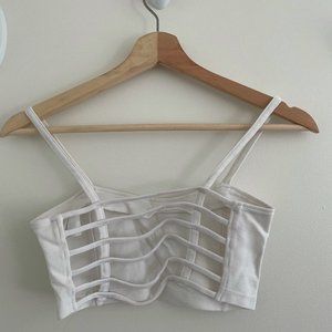 Strappy Back Caged Bralette White XS